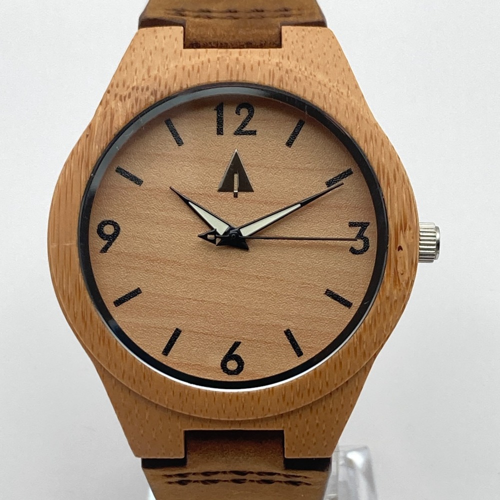 Tree Hut Men's Watch Wooden 45mm Suede Band Wood Dial Brown New Battery 9.5"
